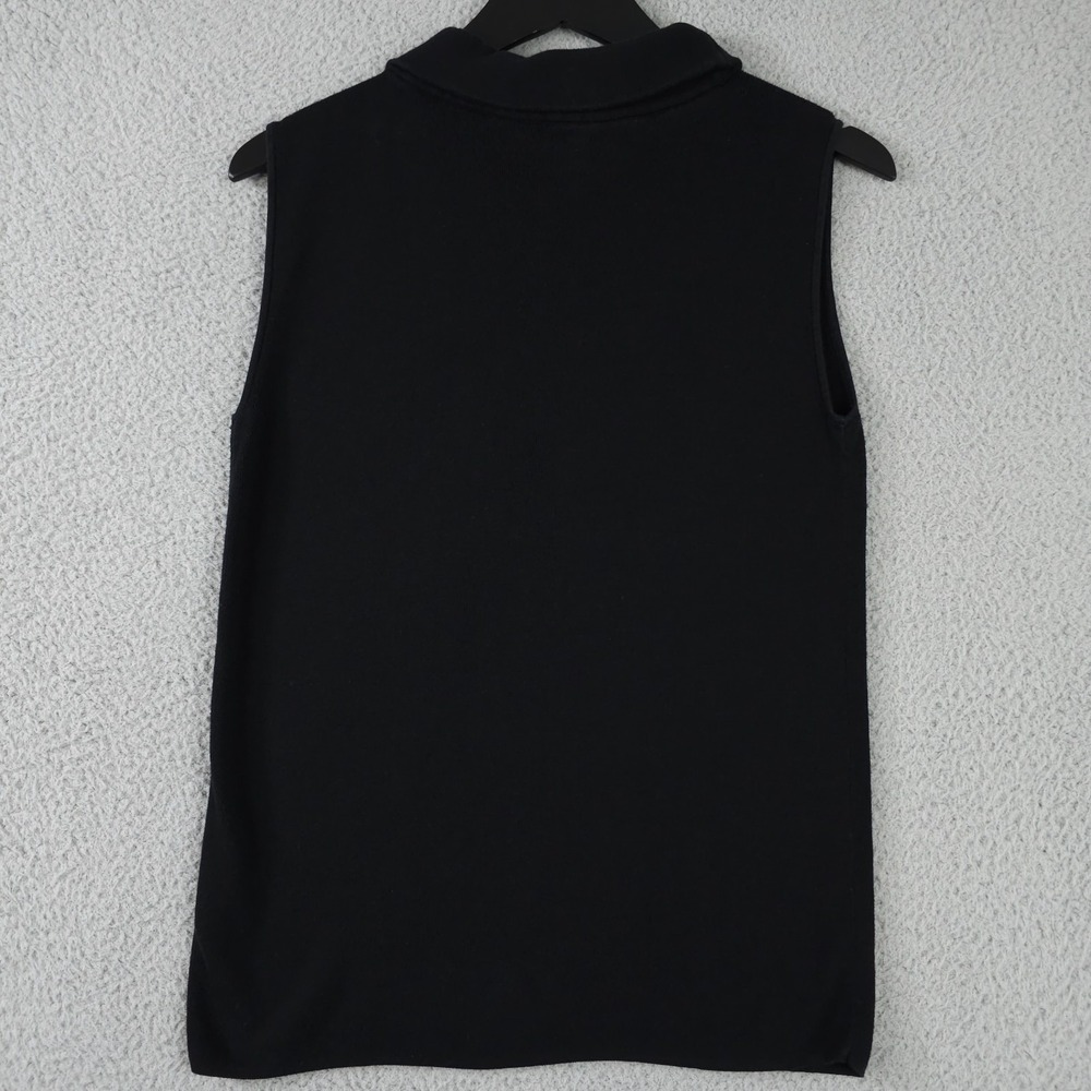 Talbots Sweater Womens Medium Black Sleeveless Turtleneck Pullover Ribbed Knit - Picture 2 of 9